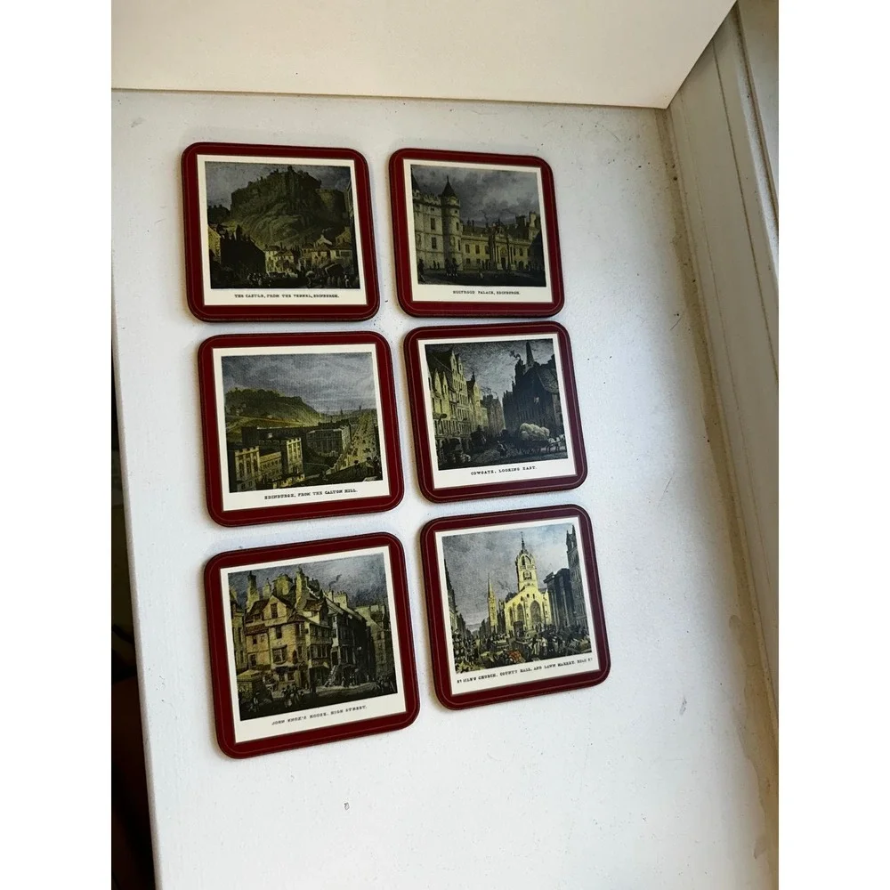 Set of 6 unused Pimpernel Coasters Edinburgh Scotland